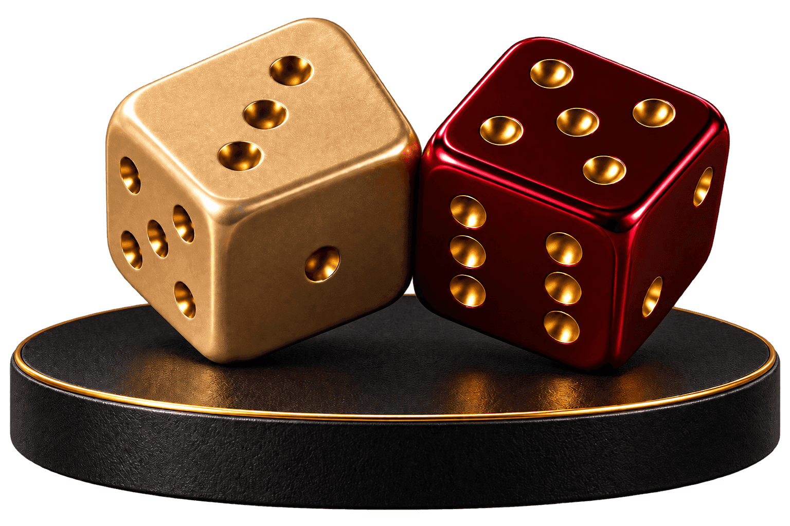 Dados dourado e bordô do Nada Inocente